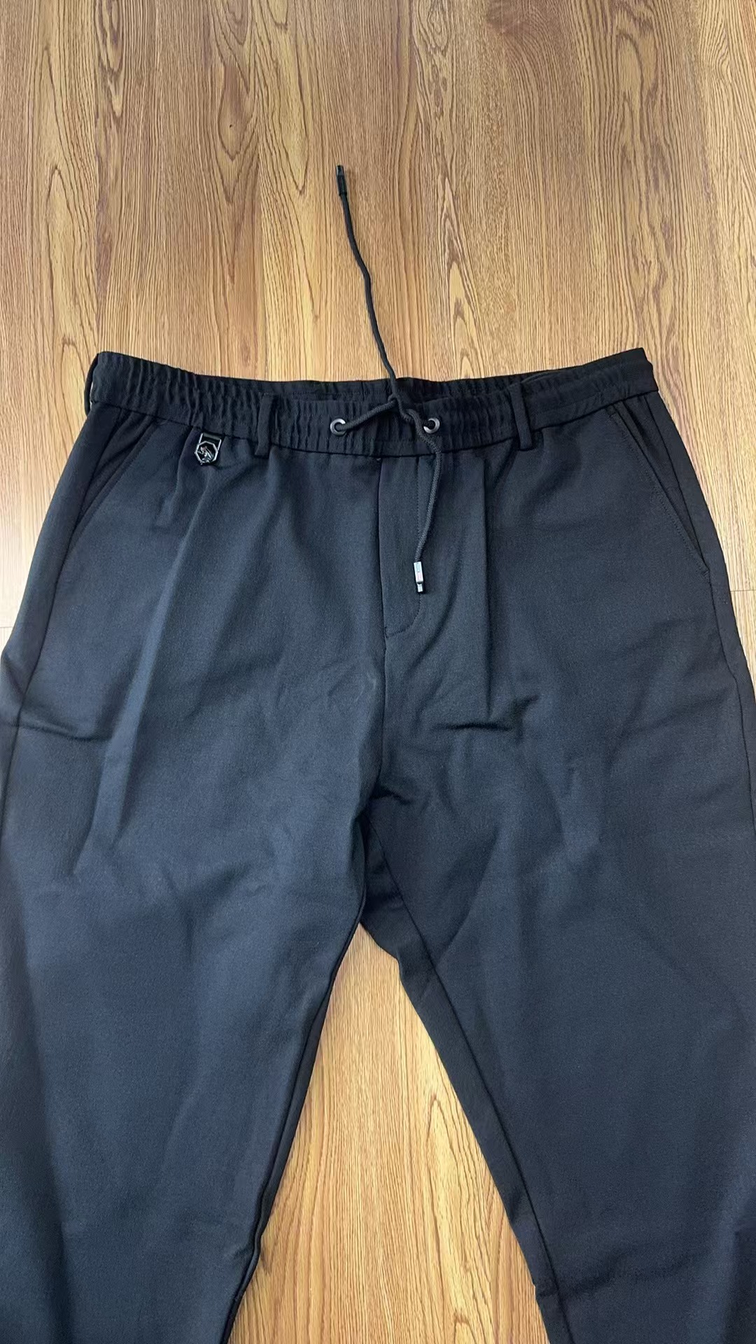 19736 加肥加大男装秋冬款松紧腰系绳长裤