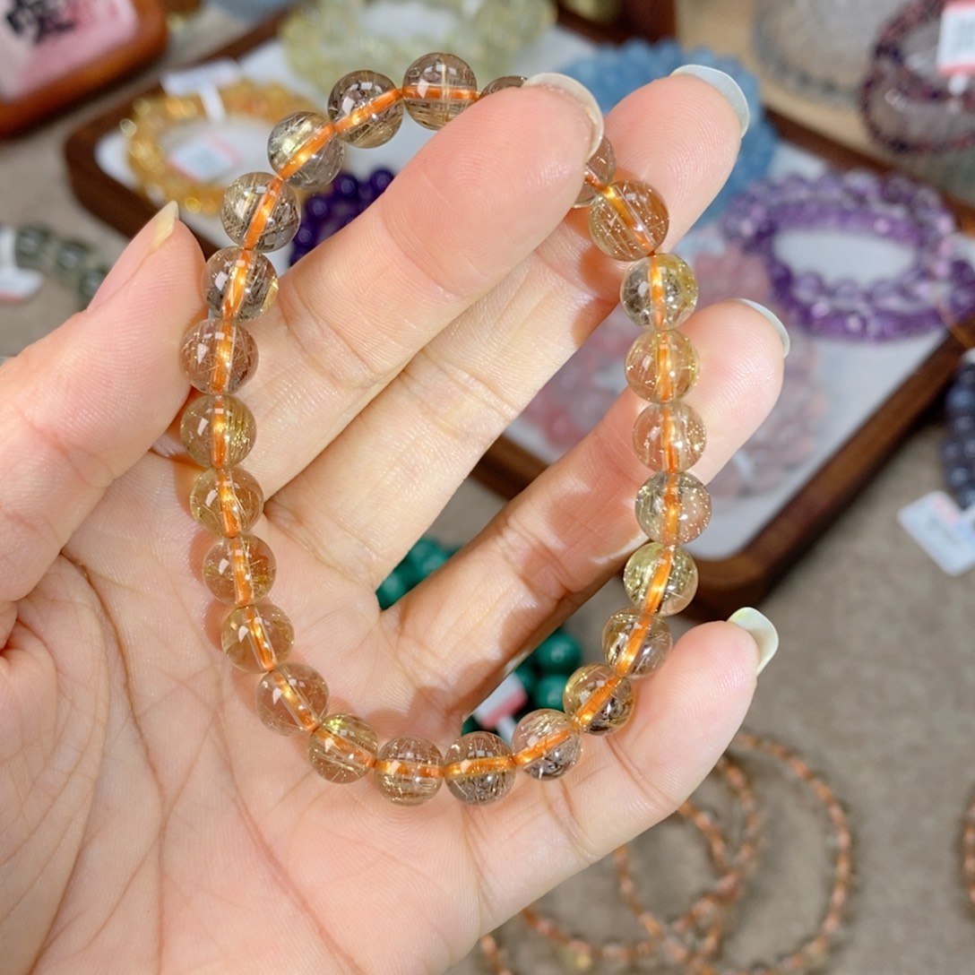 水晶未镶嵌手链金发晶7.5到8米