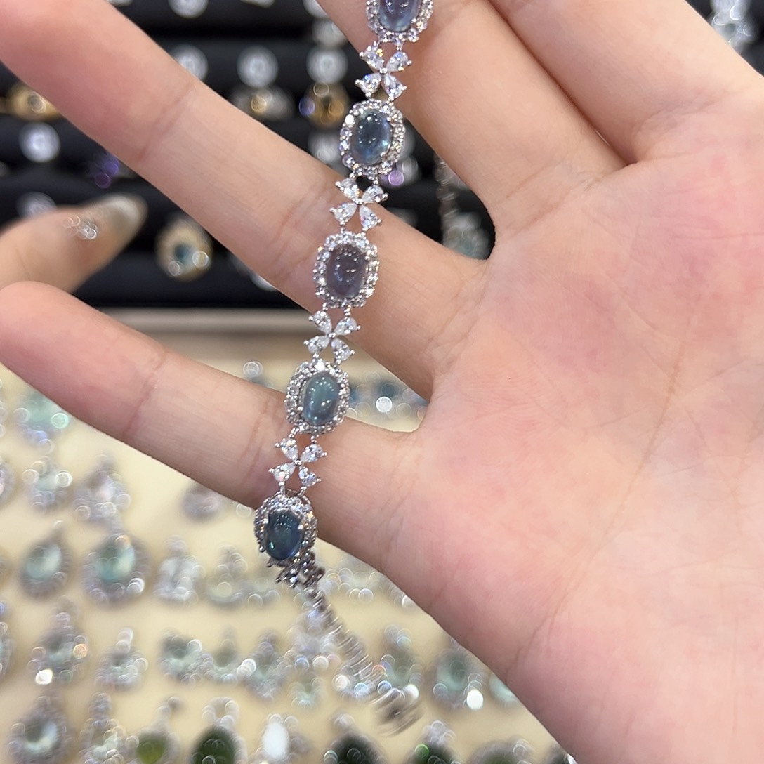 蛇纹石玉银S925镶嵌饰品爱****圈