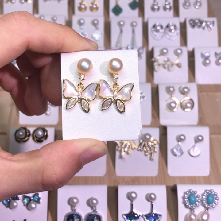 淡水珍珠耳饰银S925镶嵌