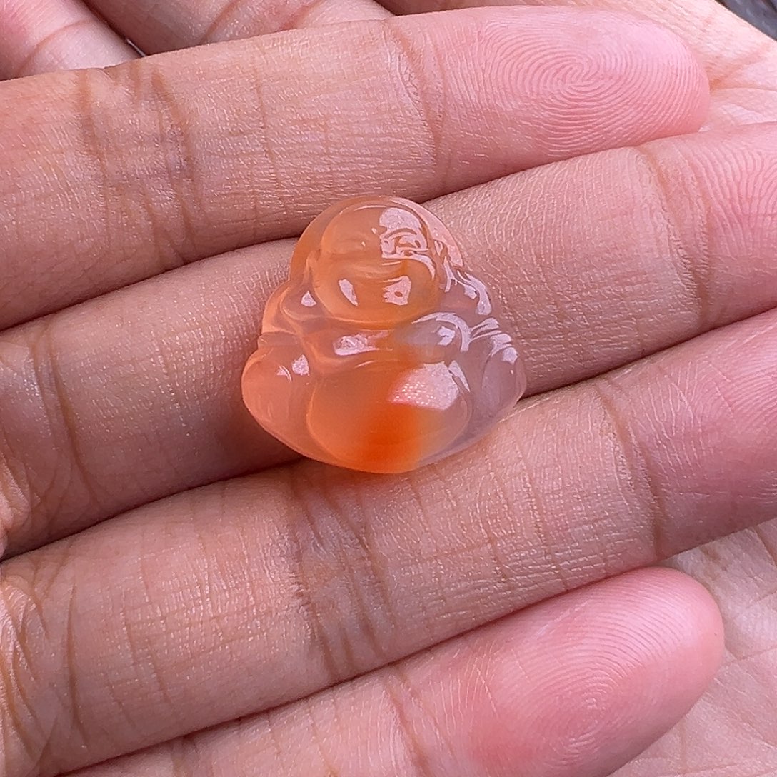 南红玛瑙未镶嵌珠宝奇石冰橘佛公18.2mm