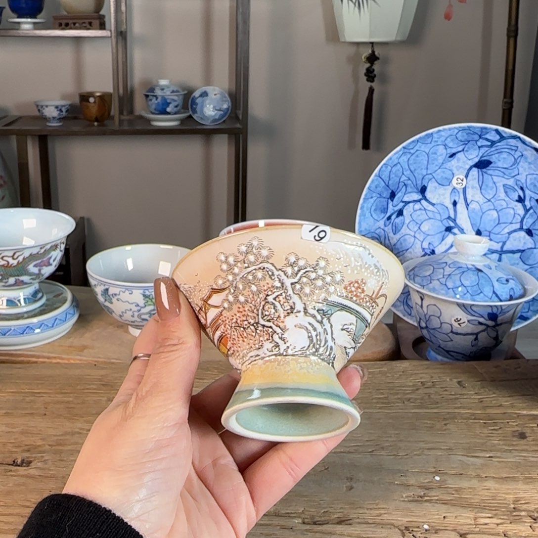 杯景德镇陶瓷柴烧多人