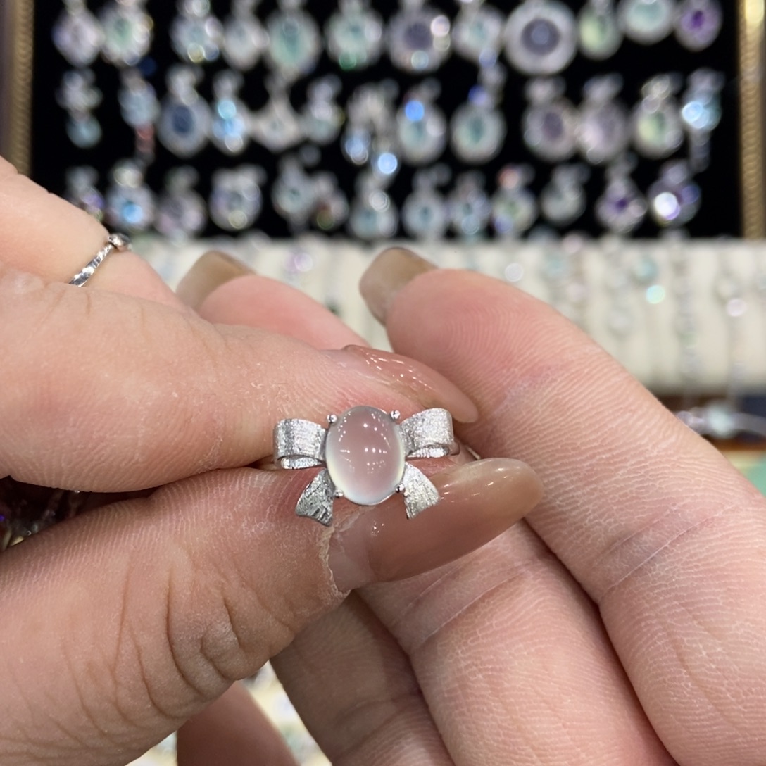 蛇纹石玉银S925镶嵌戒指