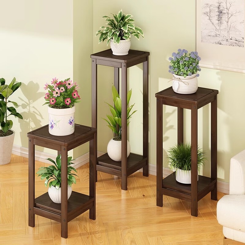 花架置物架阳台落地式室内客厅装饰摆件花台实木花架子阳台置物架