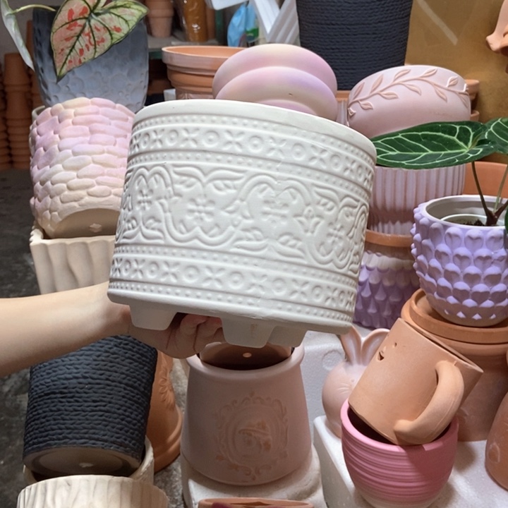 19×15白陶三脚波西米亚 粗陶1个