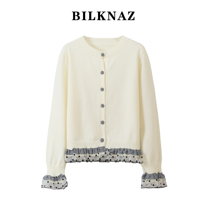 BILKNAZ2026春季新款宽松显瘦潮流圆领显瘦针织衫S6059