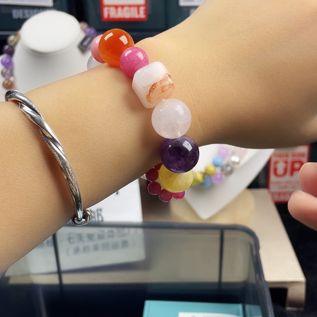 烟晶银S925镶嵌手链