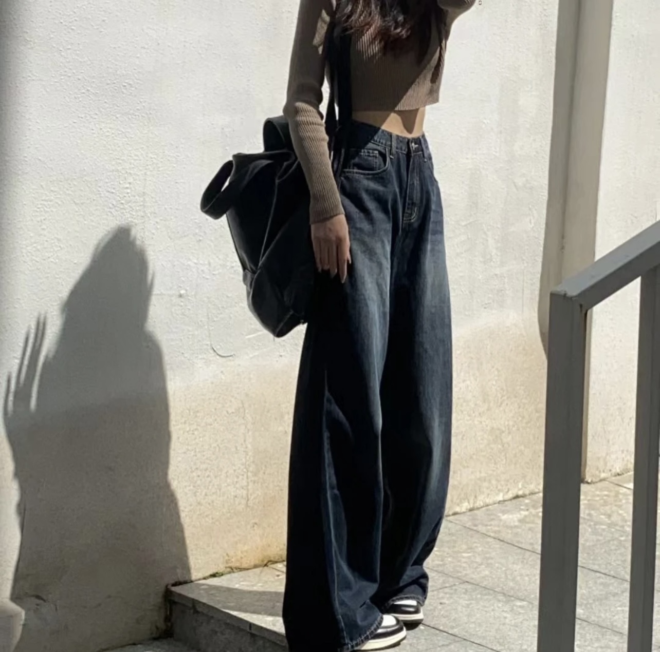 爆款2025新款宽松阔腿直筒浅色百搭显瘦垂坠感拖地超高腰牛仔裤女