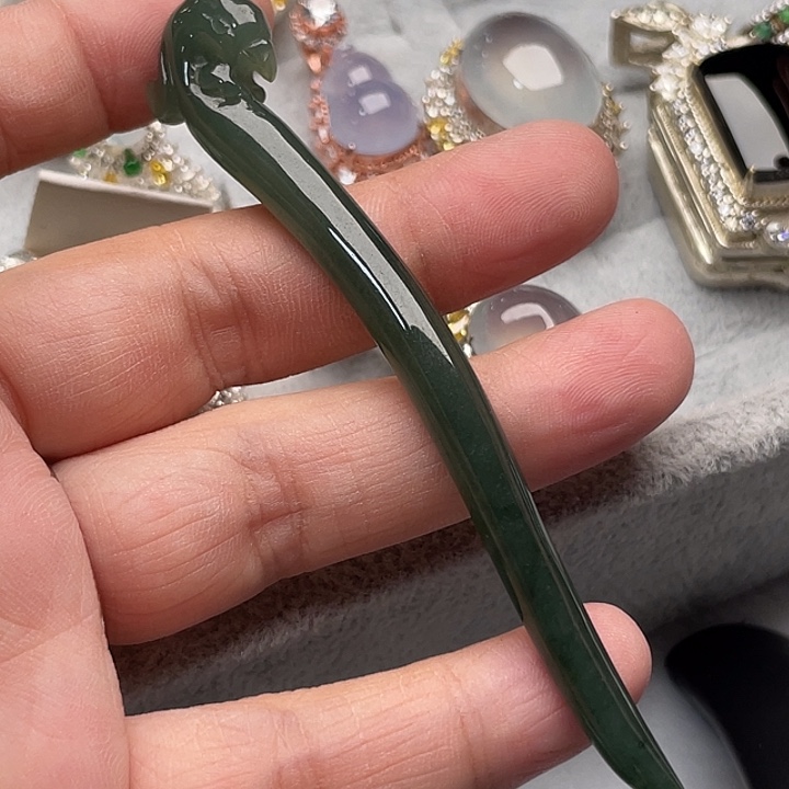翡翠未镶嵌颈饰发簪