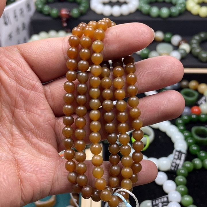 和田玉手链未镶嵌新疆且末金山糖卡6