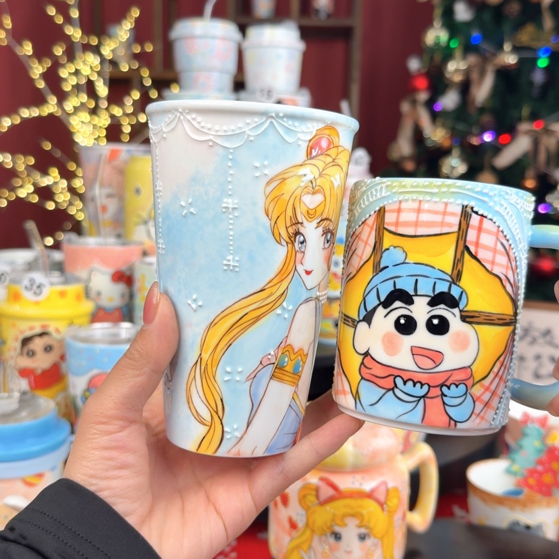 小***子陶景德镇手绘高温釉下彩玉泥