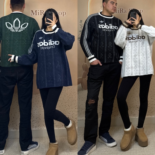 Mira 新款男女同款时尚圆领套头毛衣～