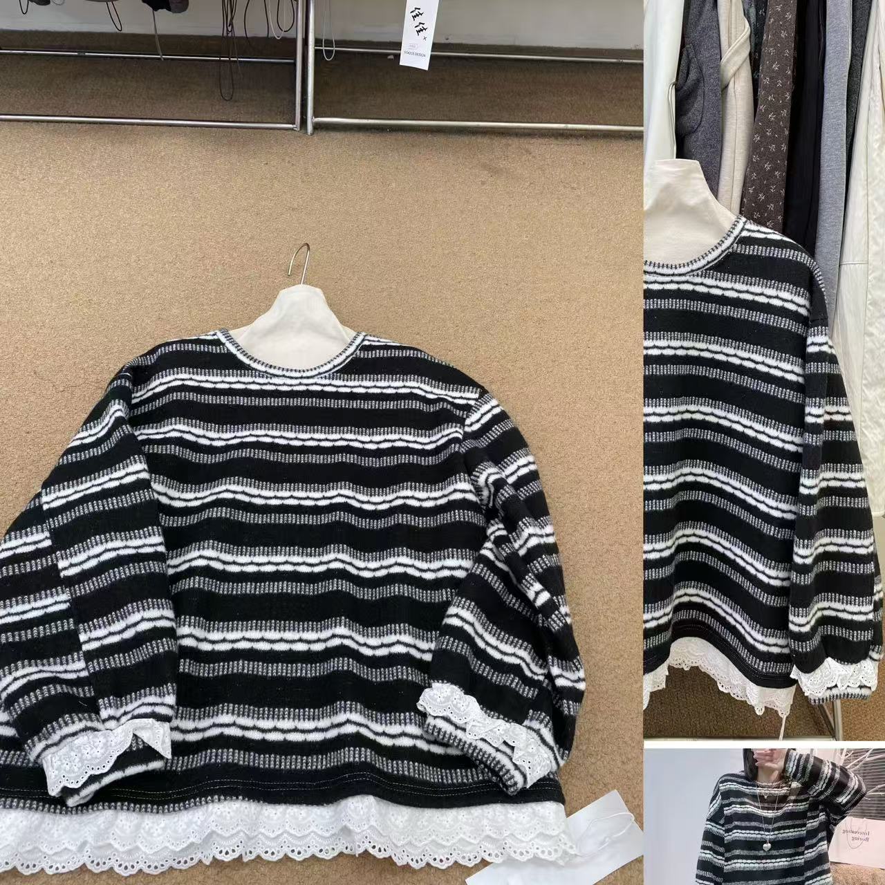 JJ#8996 FL 日系蕾丝拼接卫衣-加绒 -12-28