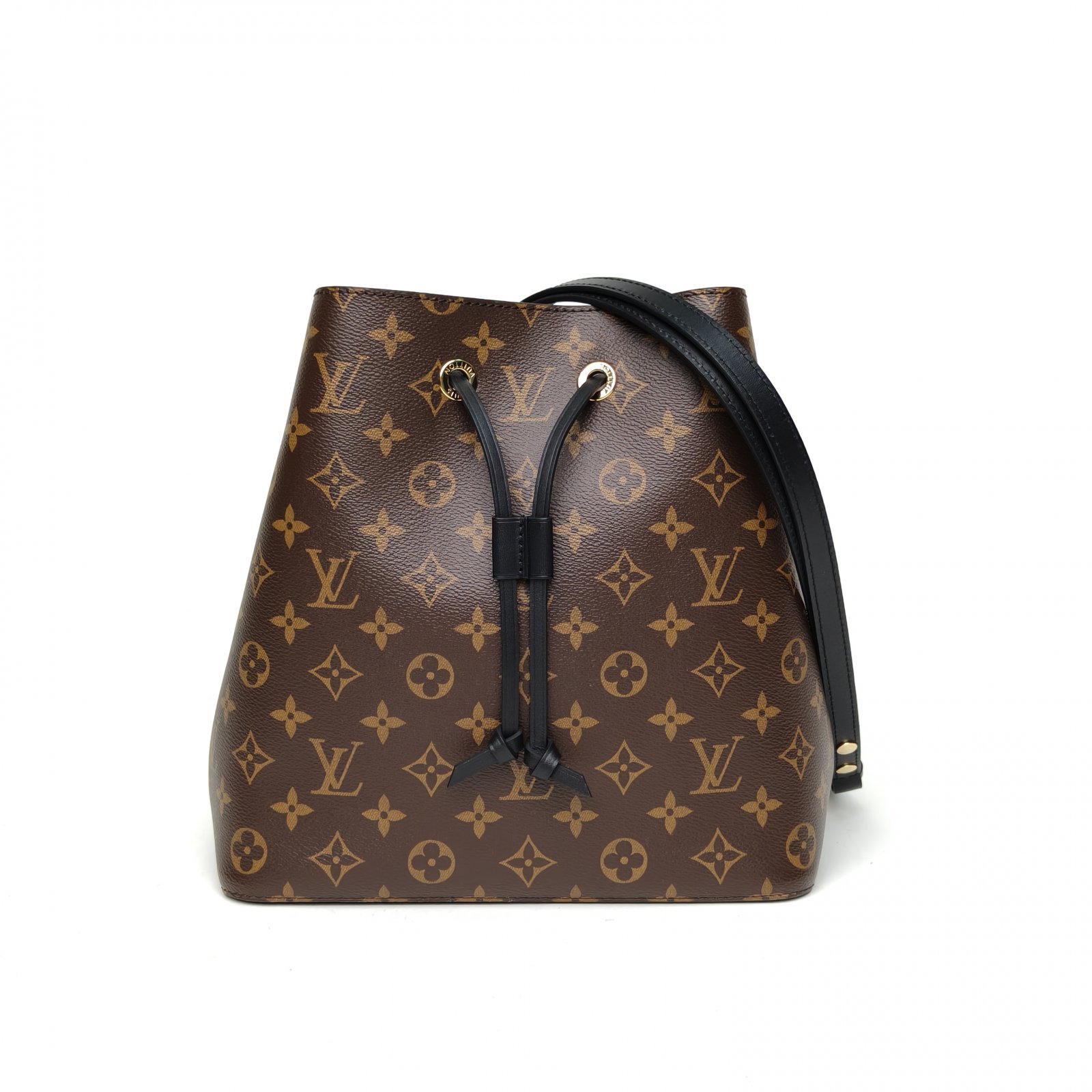 99新 LouisVuitton/路易威登 攀攀 水桶包中号26 黑内里老花 金扣
