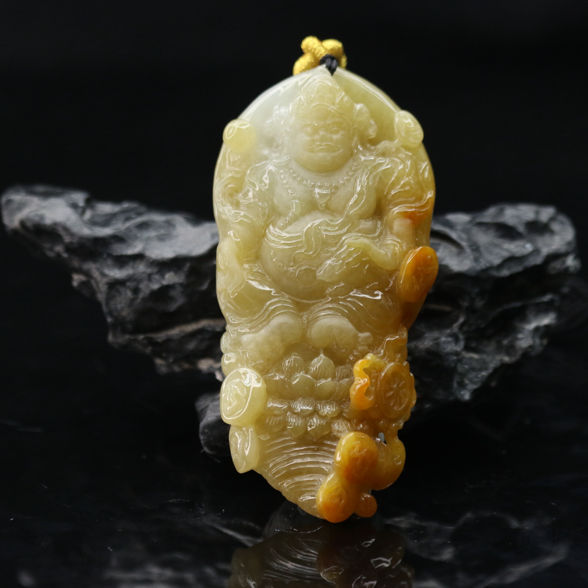 lot39天然缅甸翡翠A货黄财神/000364/保利厦门拍卖