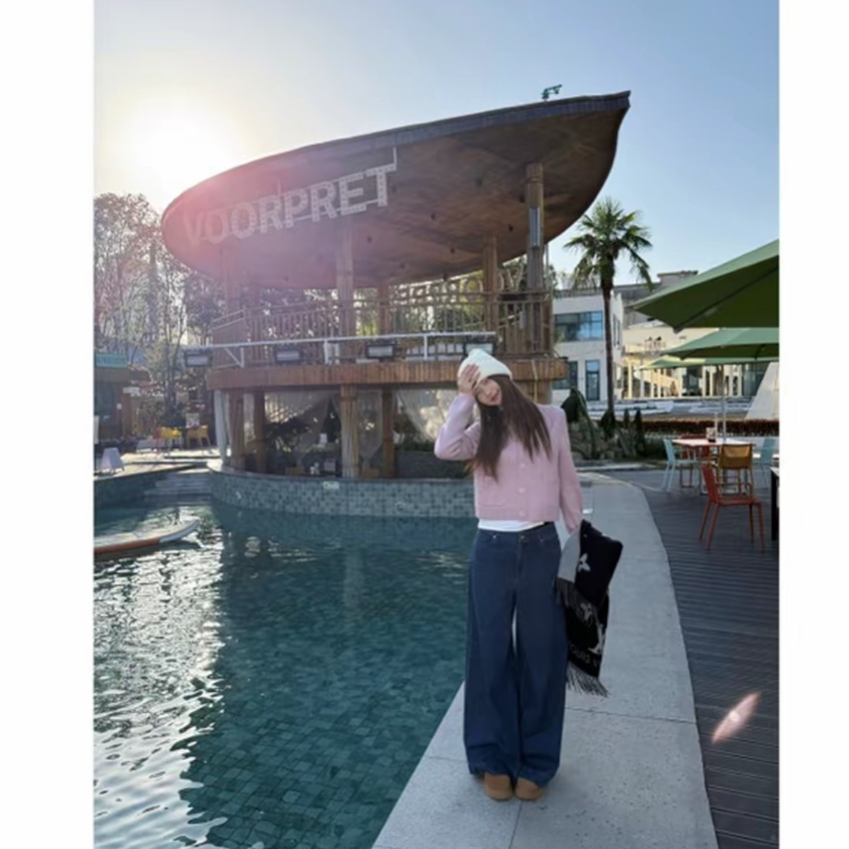 GIRDEAR/哥弟秋冬新款通勤休闲松弛感宽松水洗阔腿牛仔裤女110044