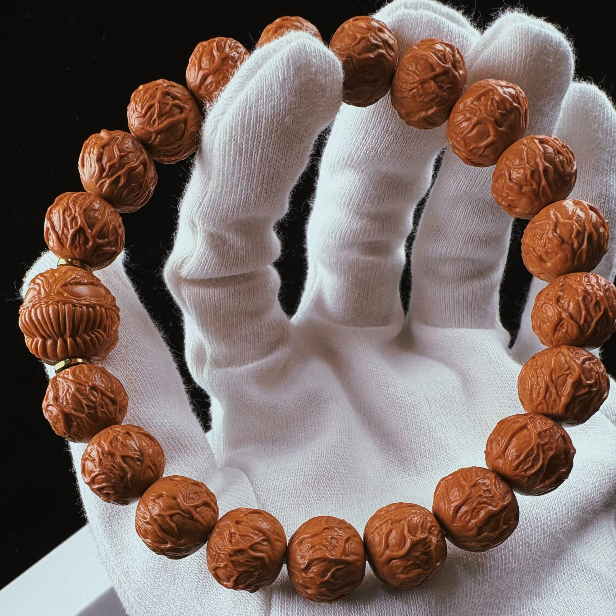 【问界·毒液】原色猴头深纹路雕刻文玩核桃手串