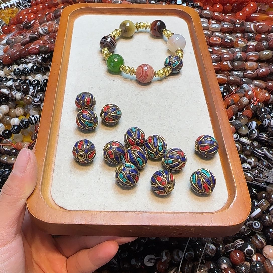 玛瑙/玉髓合金珠宝半成品16mm尼泊尔配件到手2颗