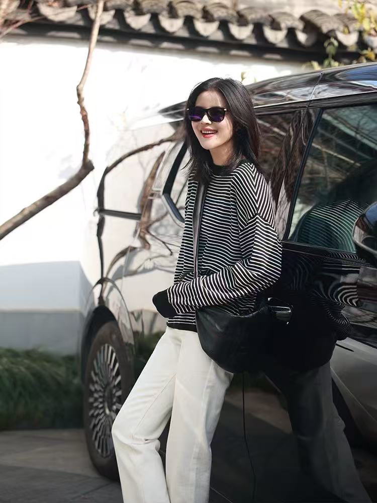 慵懒夏日 亚麻棉系列 连帽细条纹轻薄防晒长袖罩衫2529