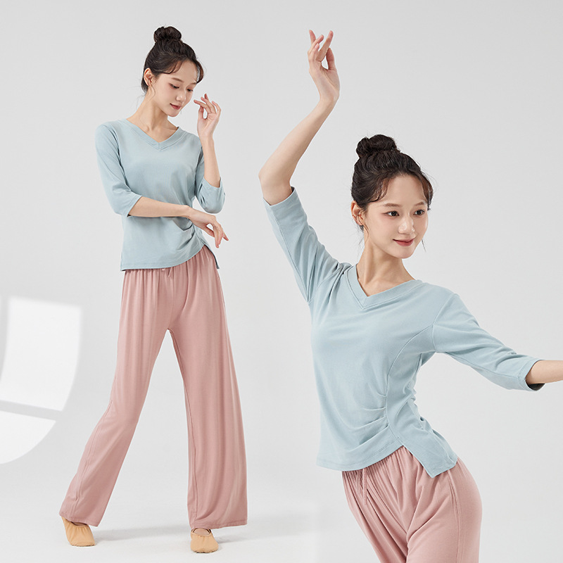 新款现代舞形体训练服上衣古典舞服装舞蹈练功裤女宽松基训舞蹈服