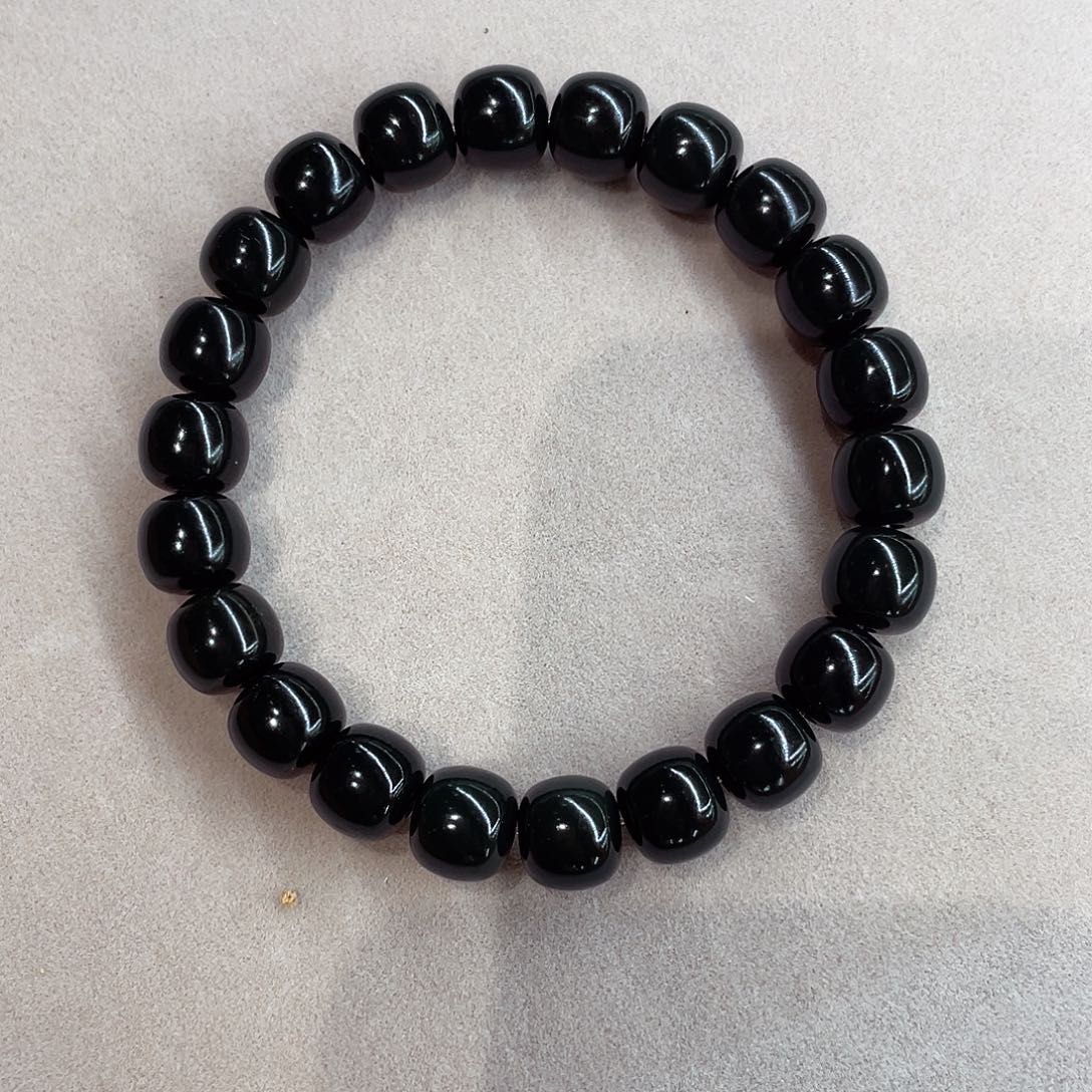 和田玉手串未镶嵌塔青卡9.10