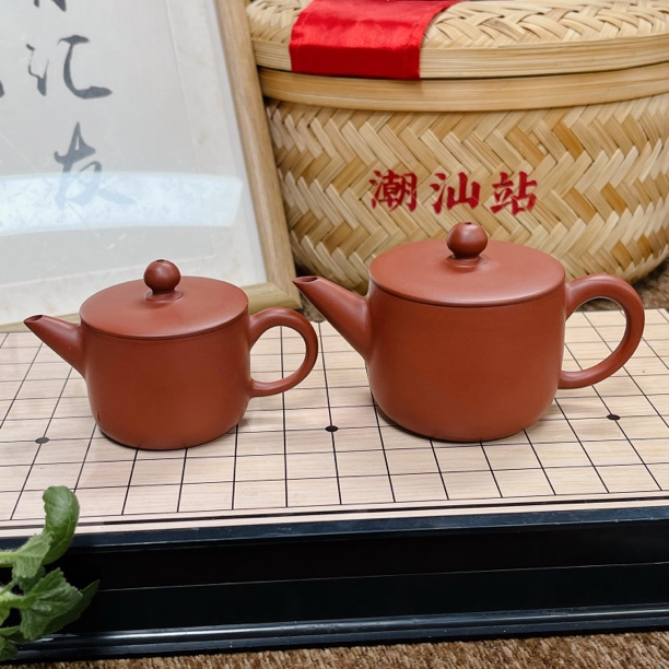 紫砂茶壶薄胎汉瓦大口纯手工实用潮州手拉壶薄胎朱泥家用泡茶利器