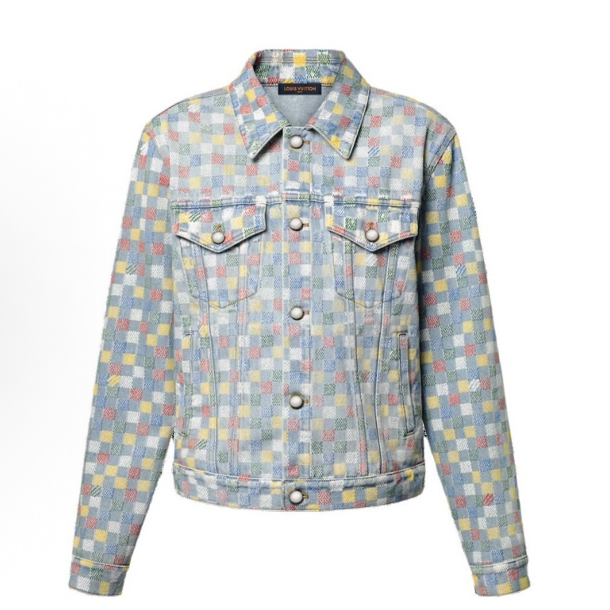 未使用 LouisVuitton/路易威登 ss25彩虹棋盘格牛仔外套48码 1973