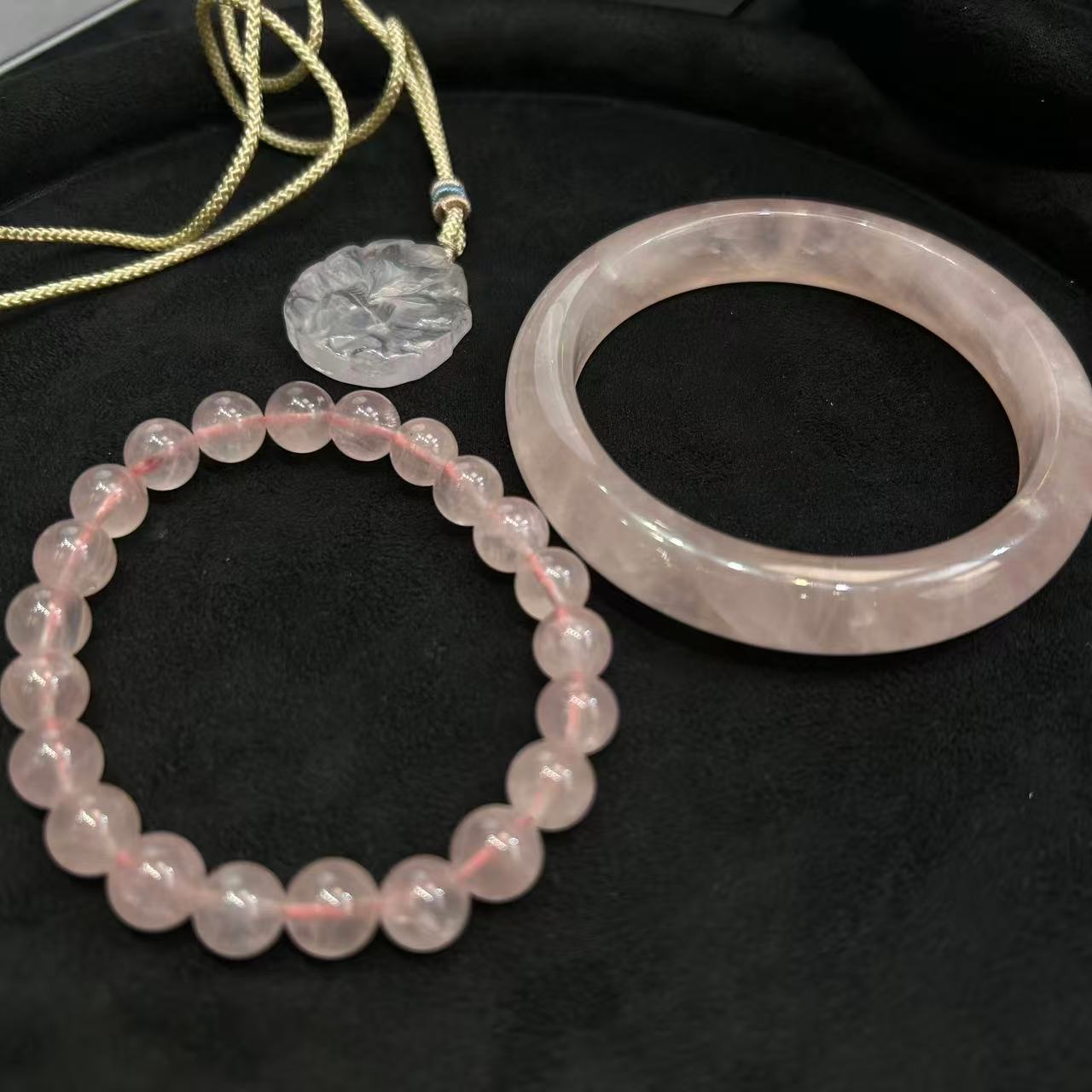 【老王优选】241223120667s-天然粉水晶手镯套装多样性发一