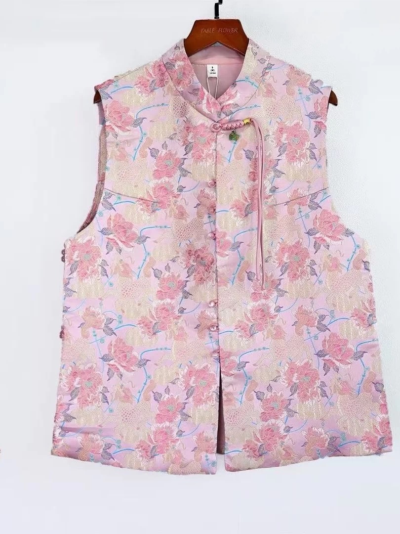 圆领中国风女宽松型常规马夹X657