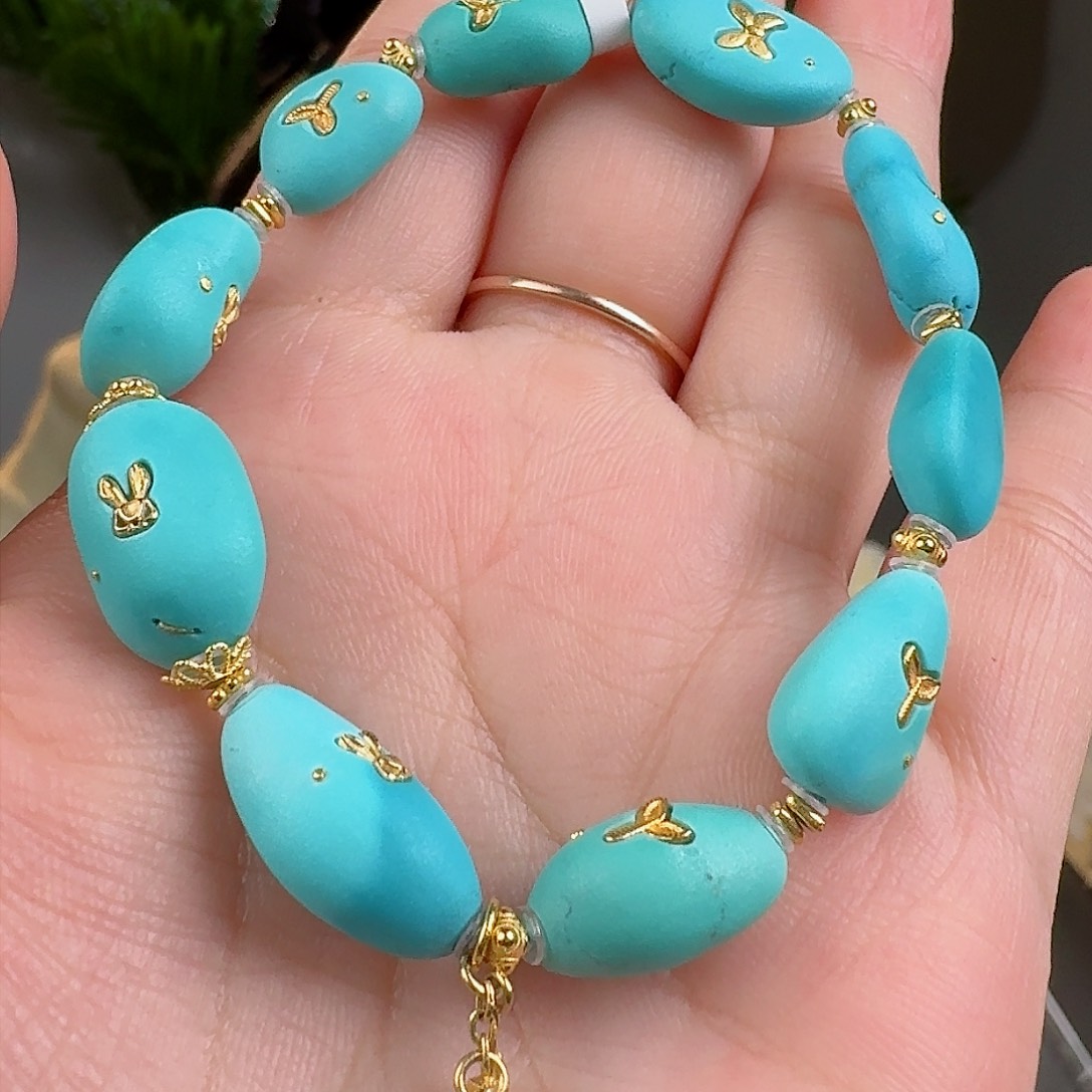 绿松石珠宝奇石18K金镶嵌