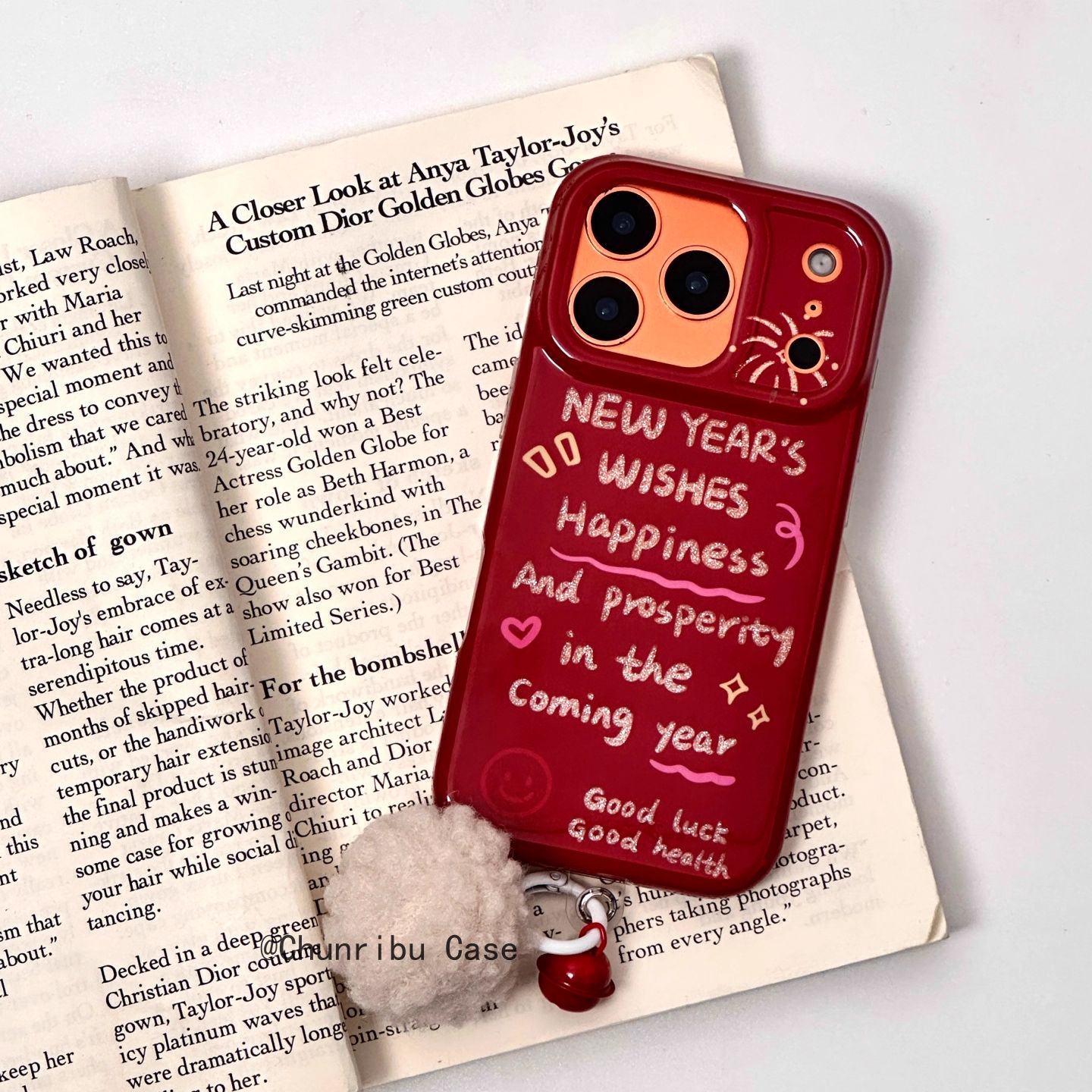 韩系简约新年祝福英文高级感简约适用苹果17/16promax手机壳15/14