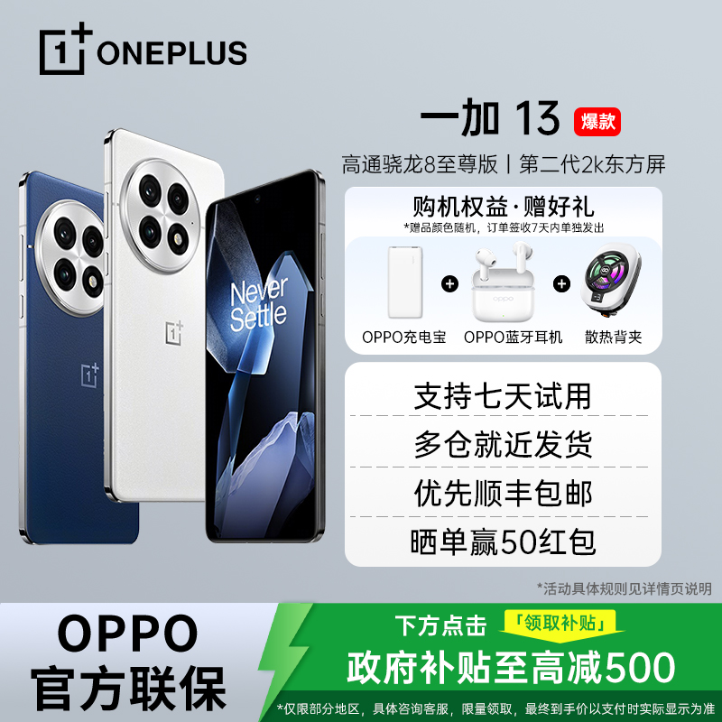 【政府补贴】一加 13 高通骁龙8至尊版 旗舰性能 影像 OPPO 5G 手机