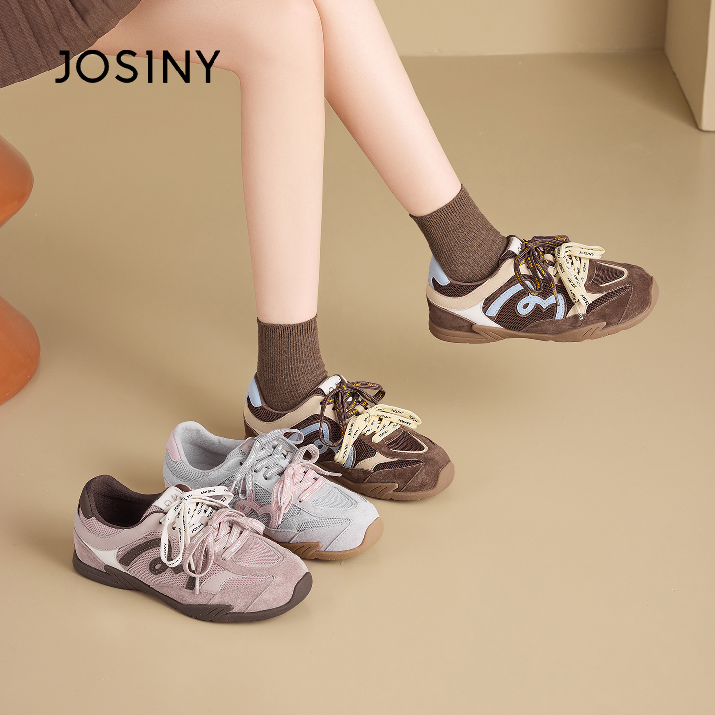 卓诗尼百搭鞋2026春季不累脚德训鞋轻奢ins阔腿裤必备鞋6X2A21401