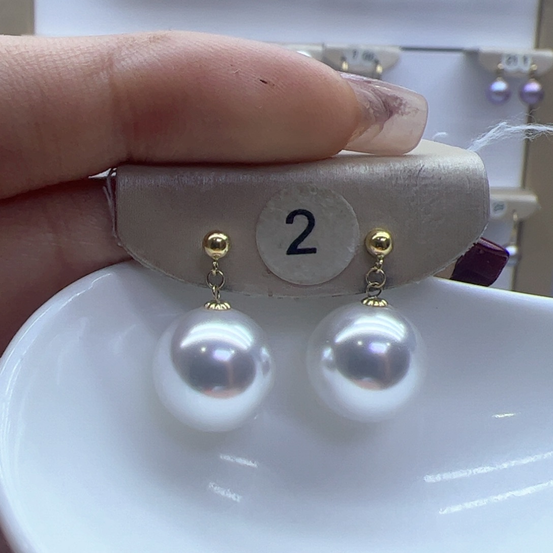 淡水珍珠耳饰18K金镶嵌