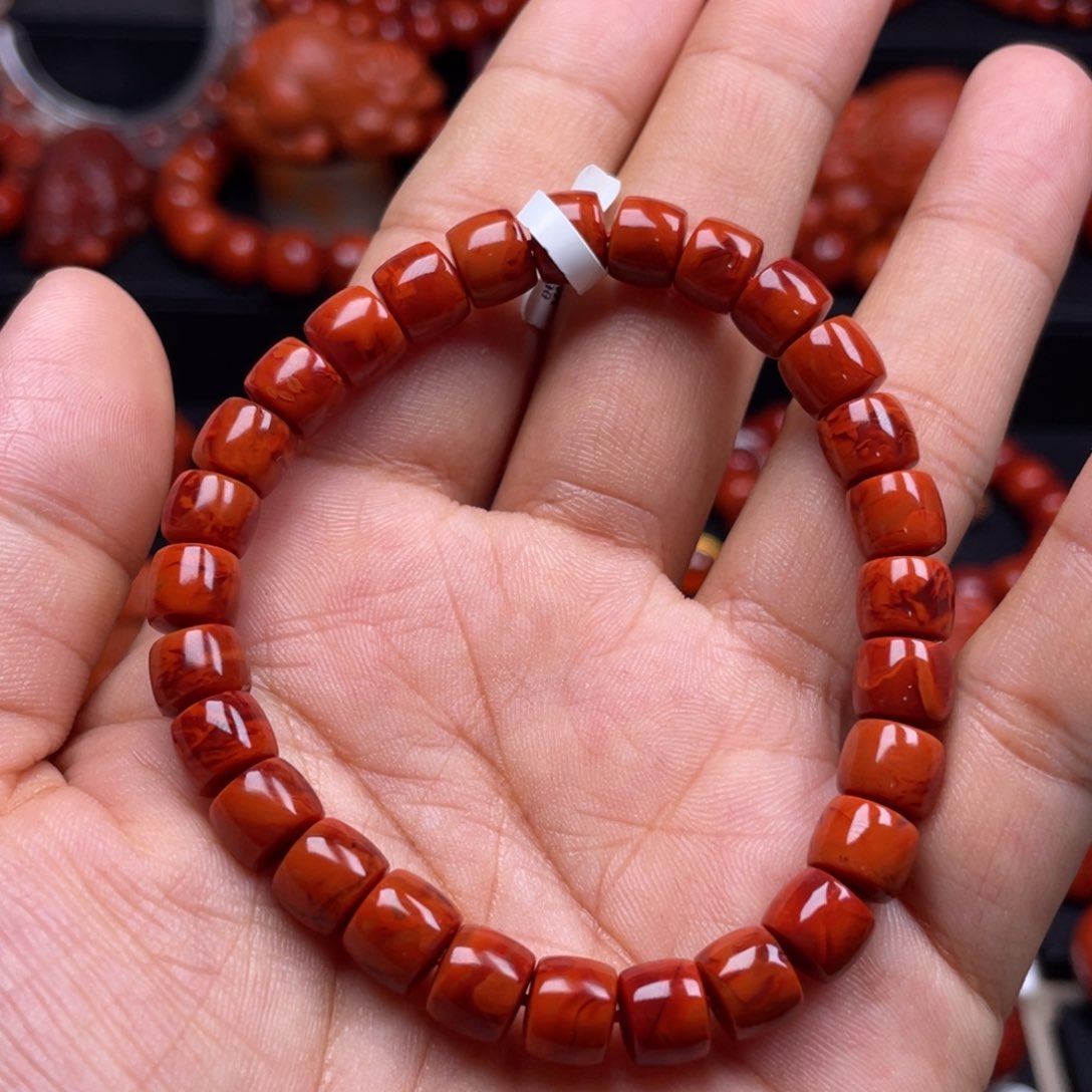 南红玛瑙珠宝奇石未镶嵌单圈7.5mm