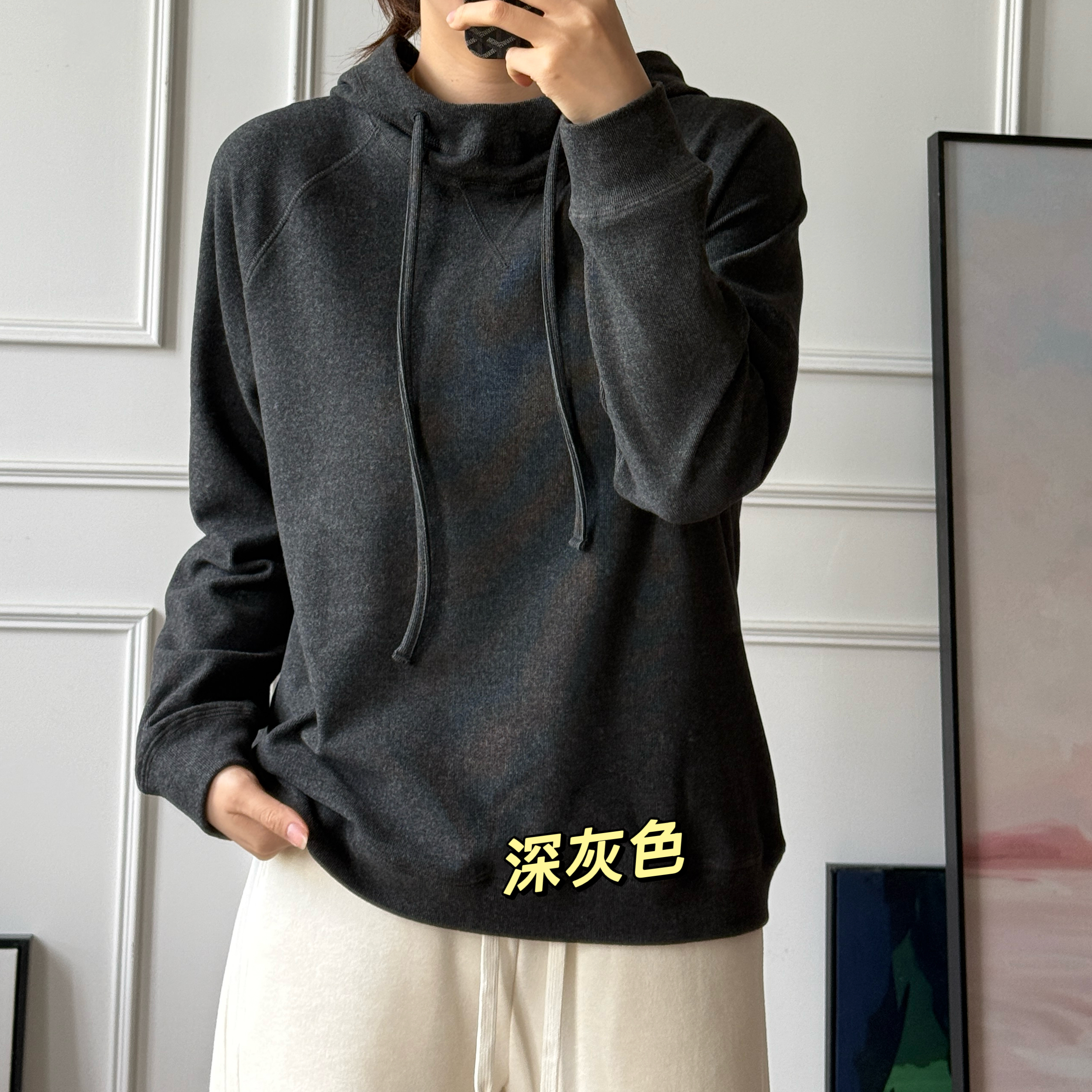 美亚恩NANA秋冬连帽卫衣加厚纯色打底微胖显瘦小个子上衣女A0448