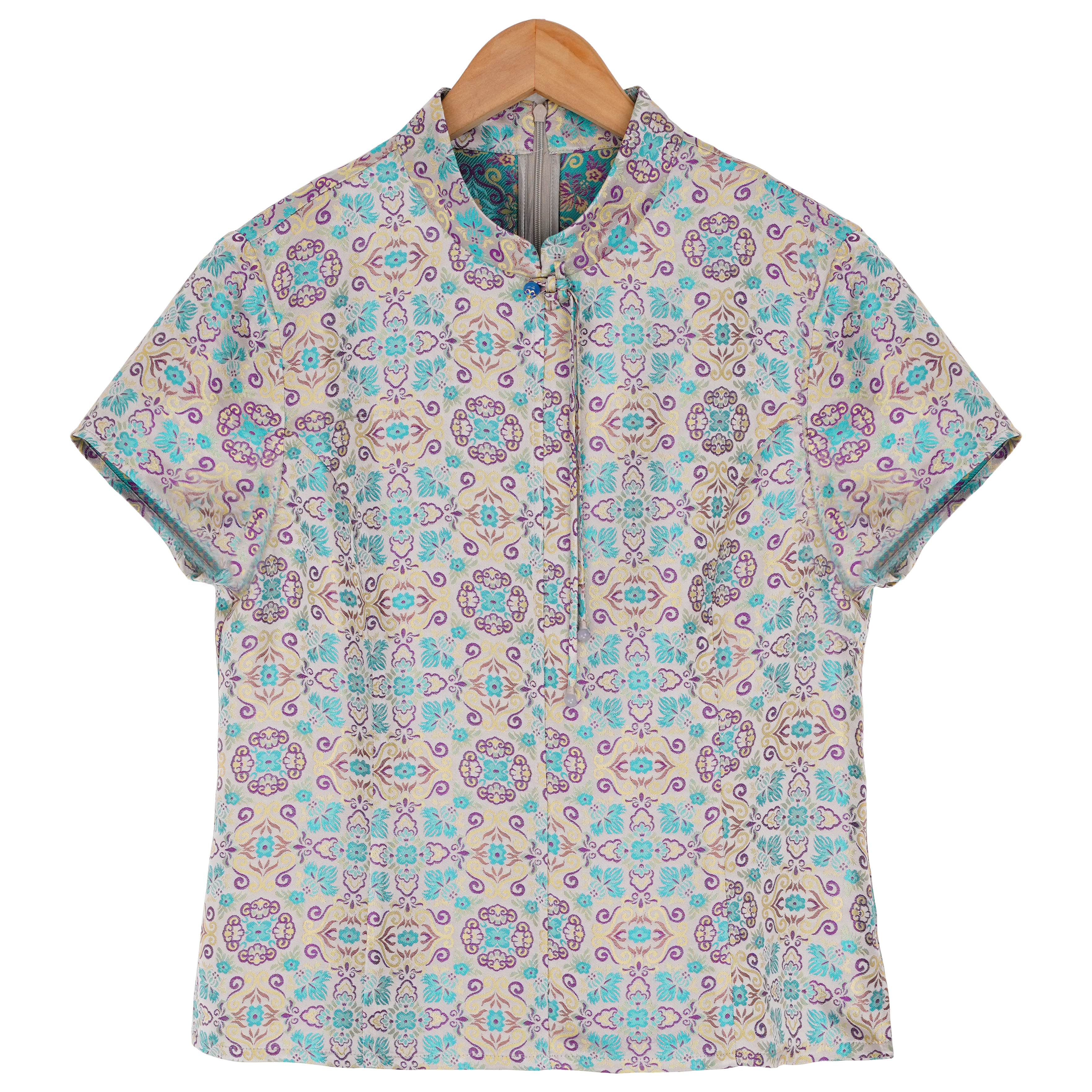 【宋锦】桑蚕丝新中式国风碎花宋锦中国结上衣MCFSY0200