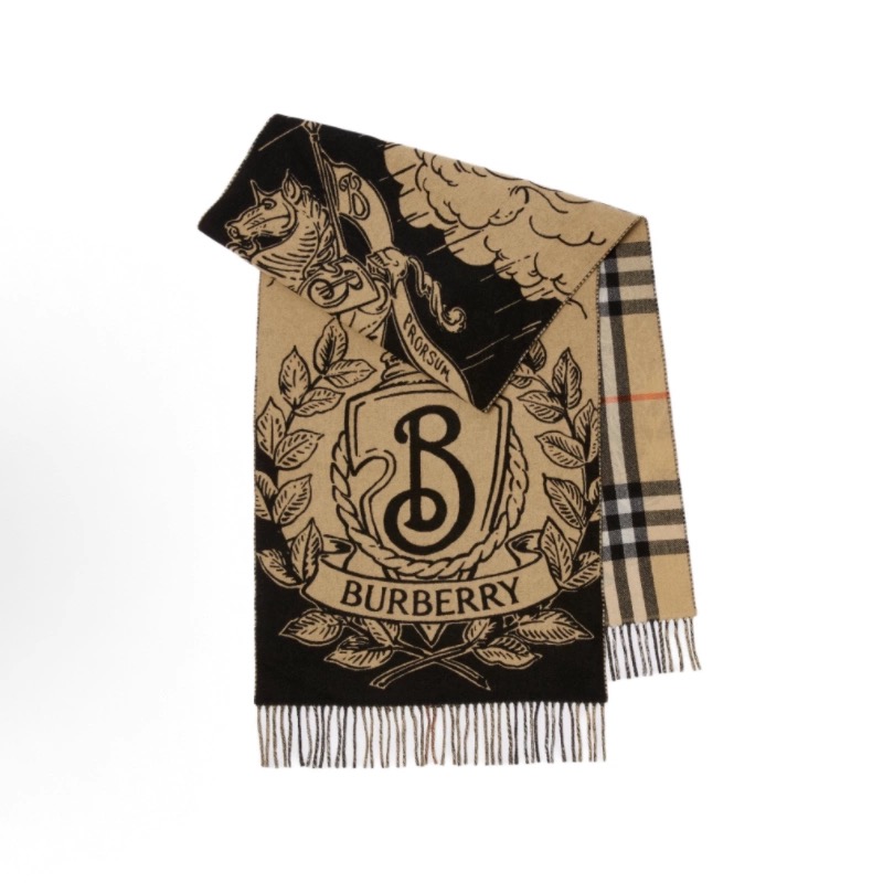 BURBERRY 双面两用风暴骑士图案围巾 沙色