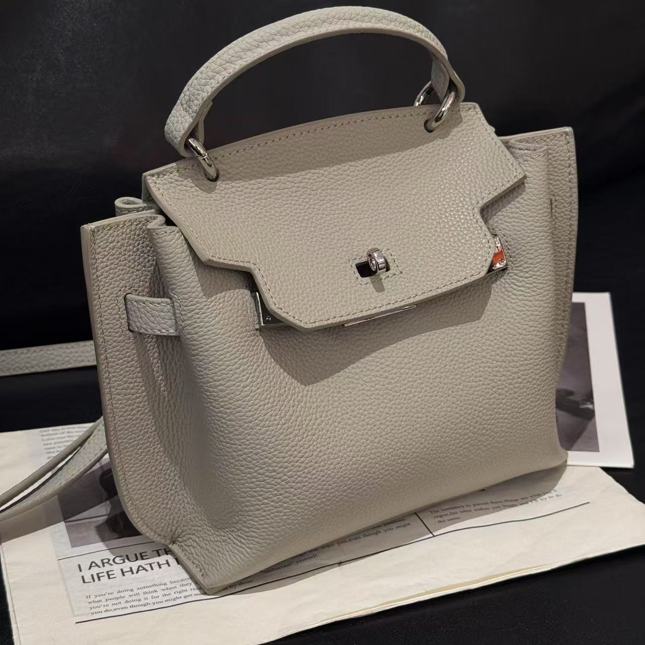 MUZI时尚气质百搭锁扣凯莉包手提单肩包25321