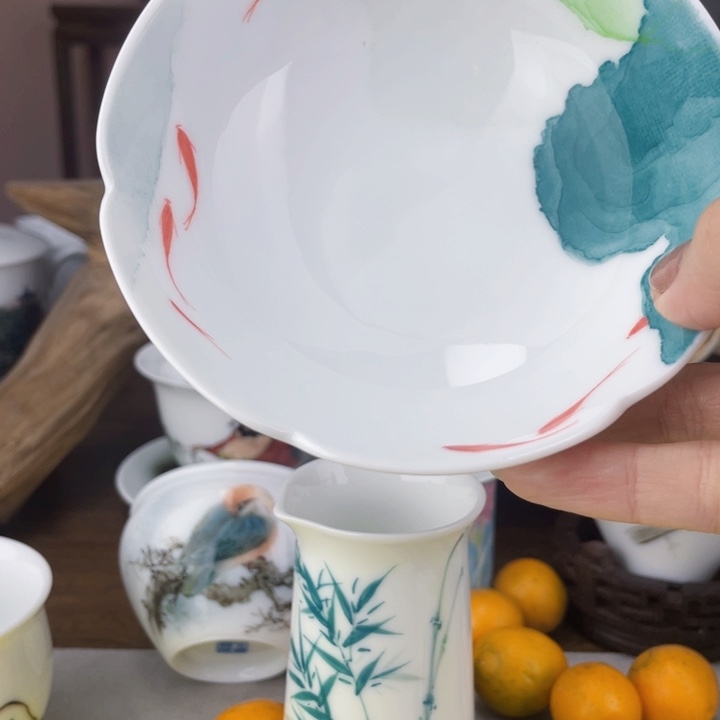 杯果盘手绘釉下彩