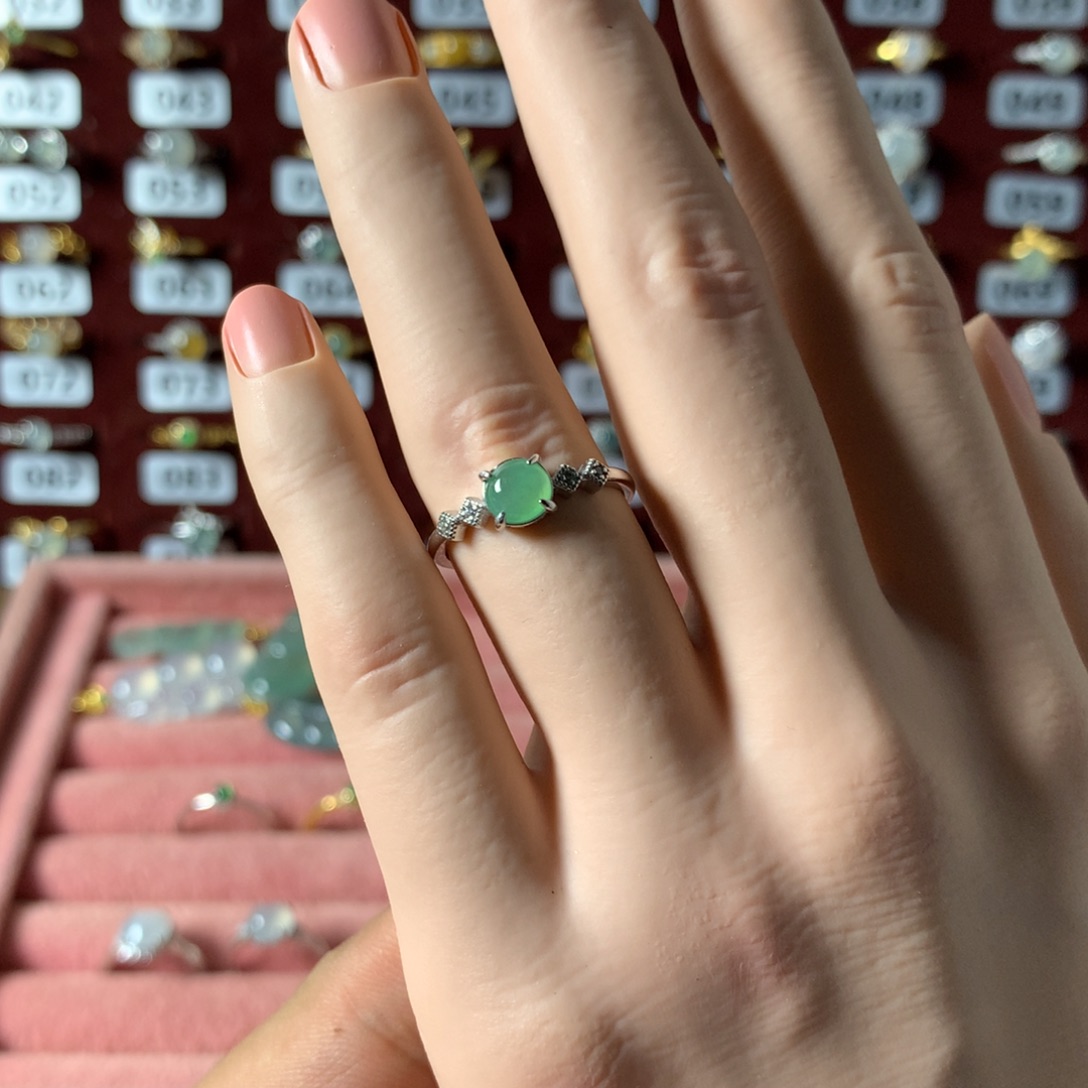 翡翠银S925镶嵌戒指709