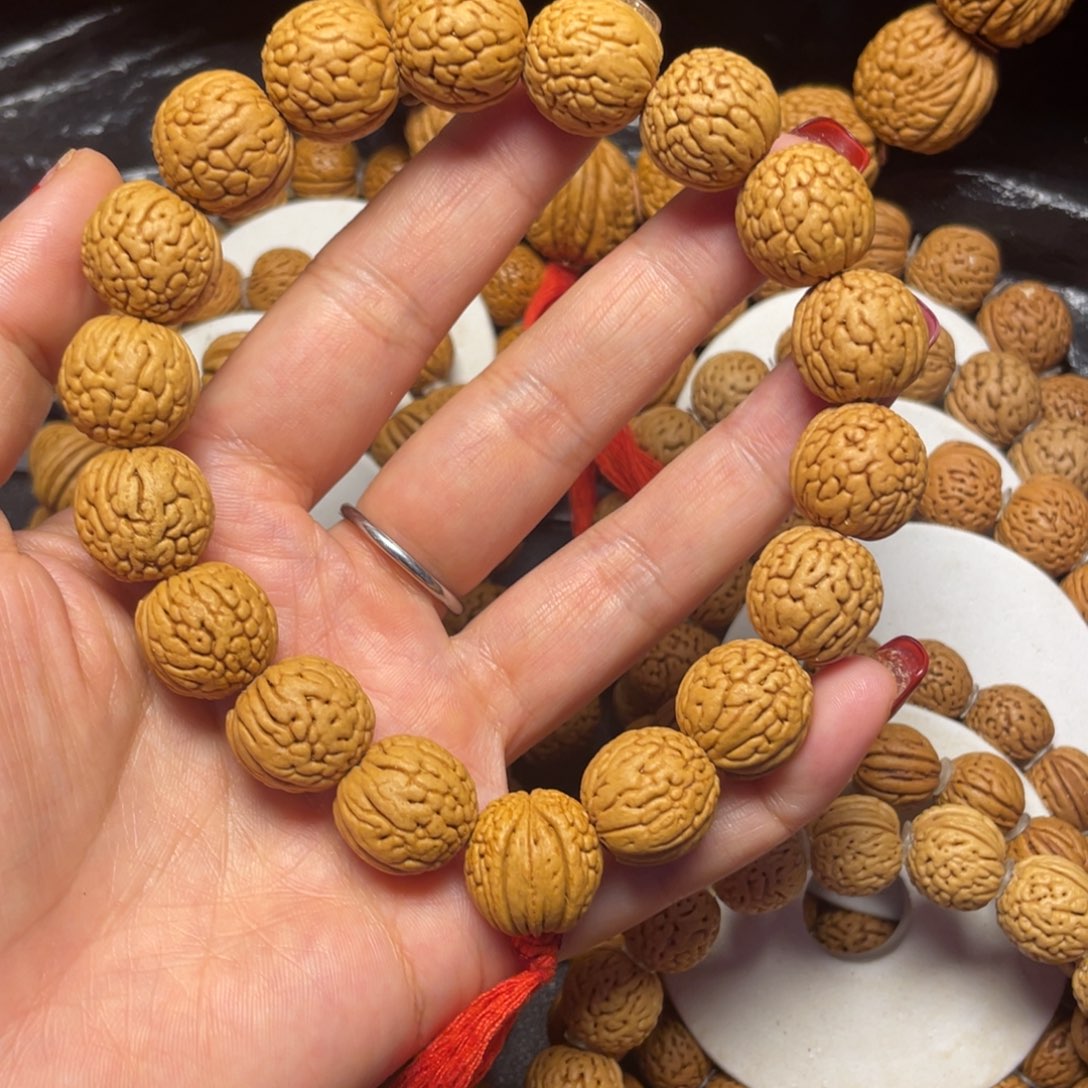 桃木桃核手串17+铁扇