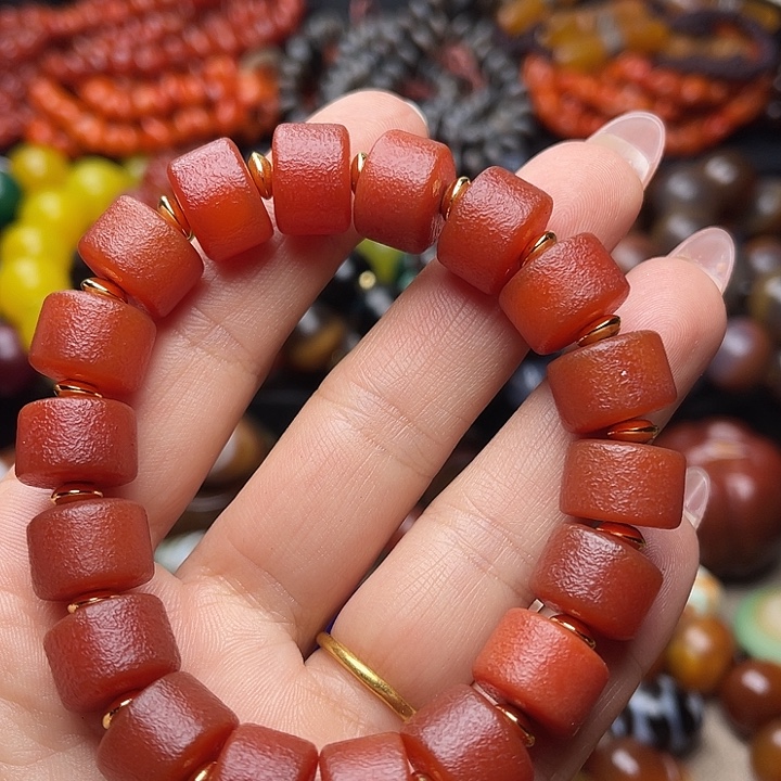 圆***龟玛瑙/玉髓未镶嵌手链