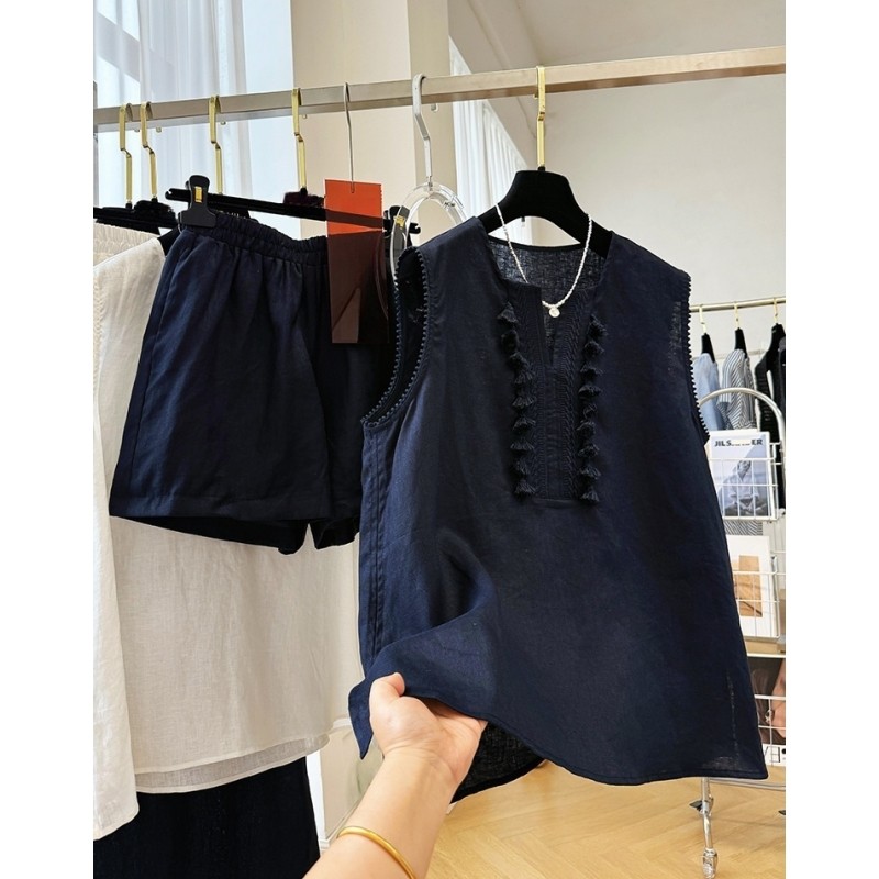 P0291巨好看的夏装一整套高端显瘦背心短裤两件套ootd穿搭套装