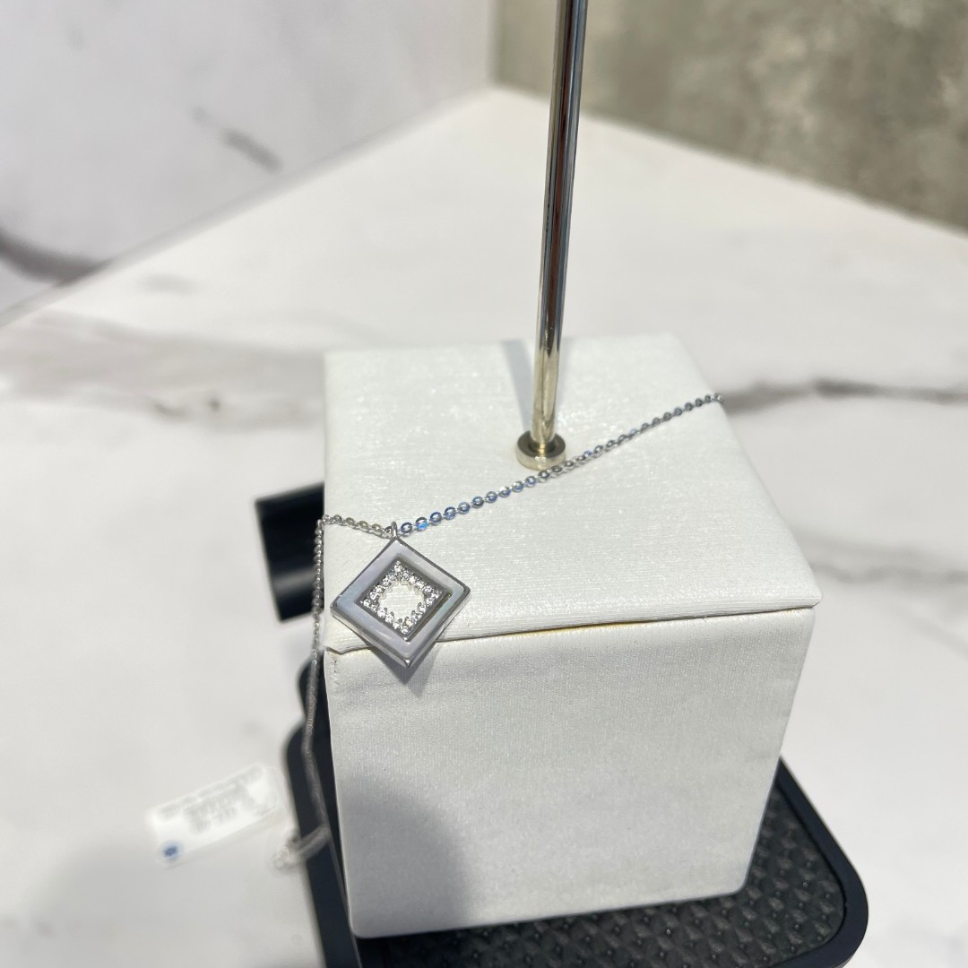 坠链均925银 333K款项链 气质时尚简约镶嵌镶钻素款轻奢百搭银色