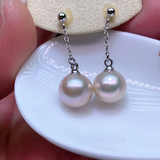 淡水珍珠耳饰银S925镶嵌