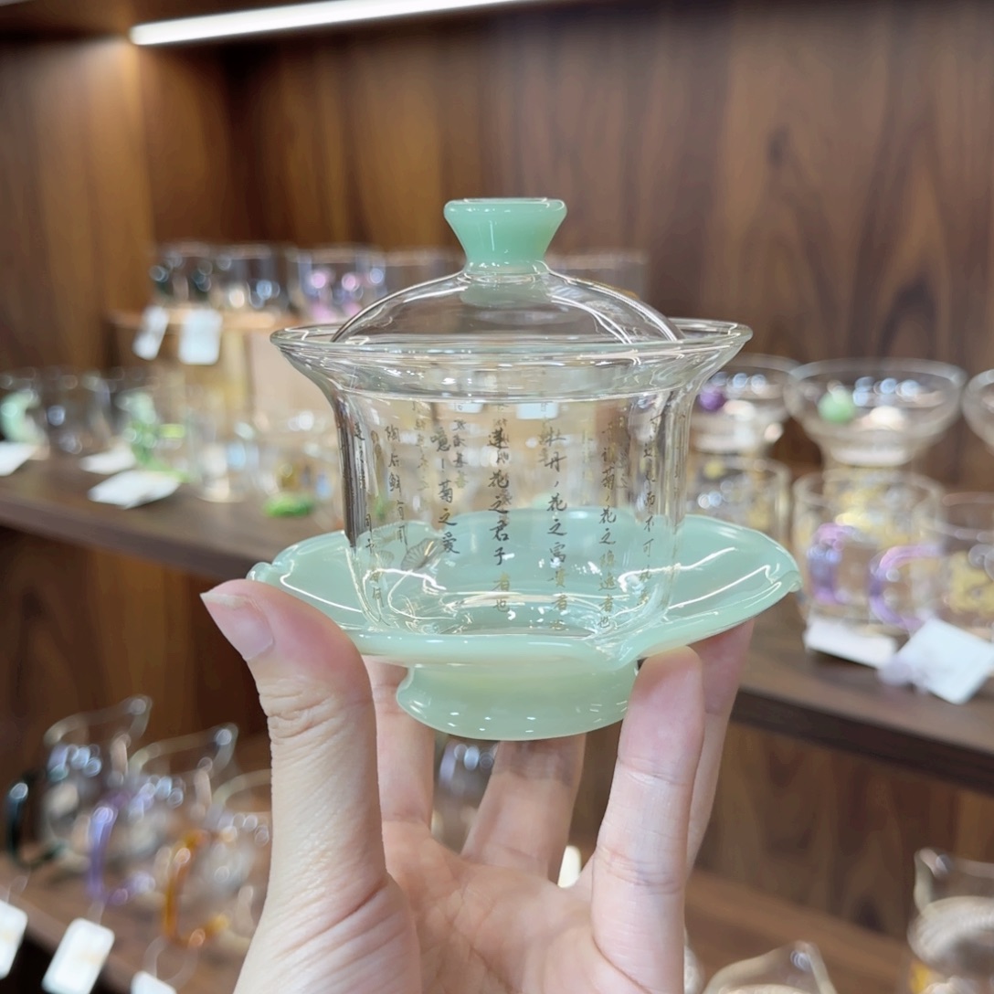 禾器爱莲说禾荷盖碗浅玉色