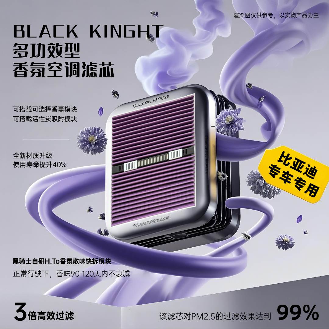 黑骑士【比亚迪车型】专用多功能抑菌除霉快拆香薰模块新款空调滤芯