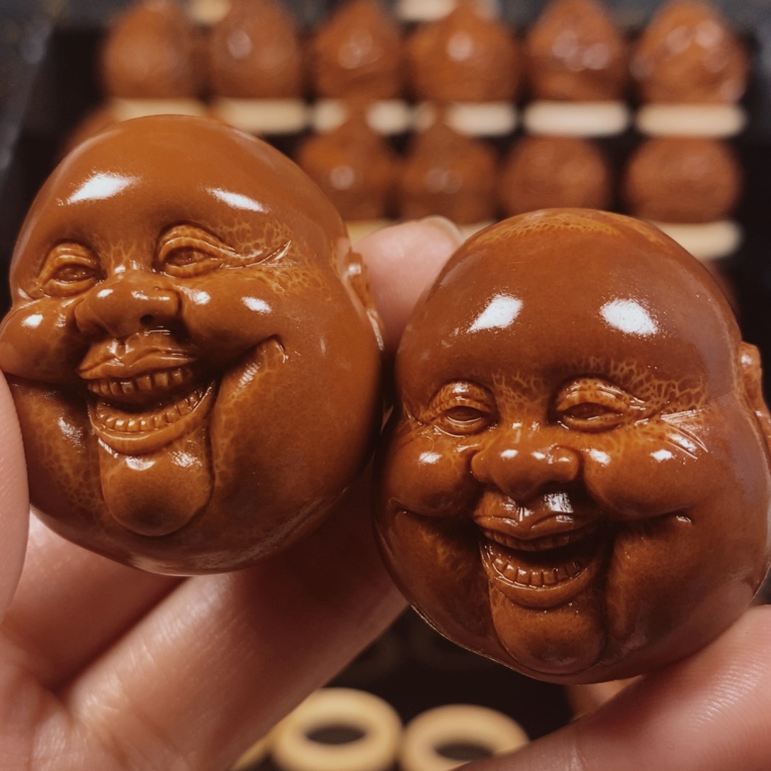 橄榄核吊坠笑面佛通尺一对008888