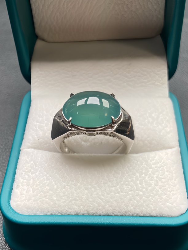 天然A货翡翠s925银镶嵌气质款男士戒指
